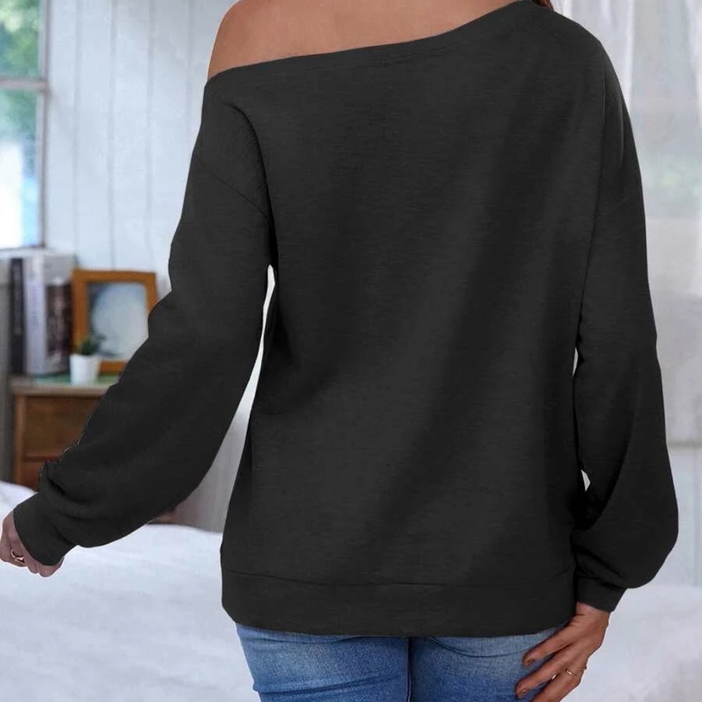 Cozy Rust Brown One Shoulder Pocket Oversized Sweater Top - Picture 5 of 15